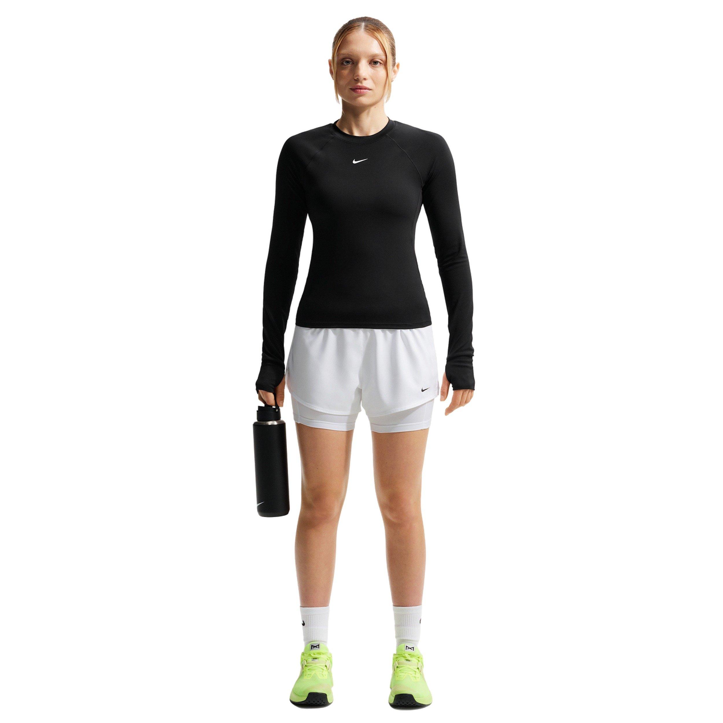 Nike Women's One Dri-FIT High-Waisted 3" 2-in-1 Shorts - WHITE/BLACK